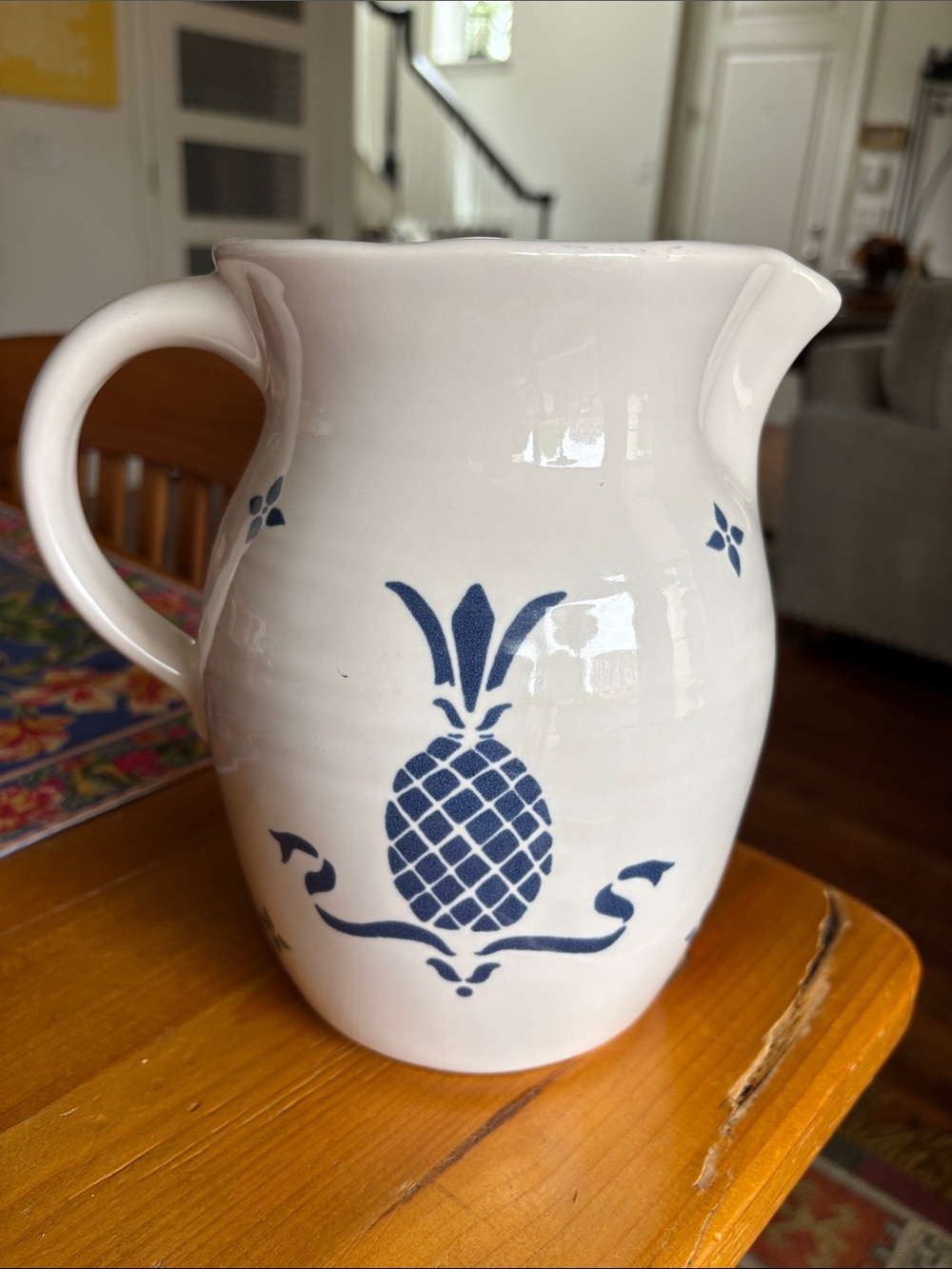 Pfaltzgraff pineapple 🍍 crème & blue pitcher. Lovely piece for your table - Picture 4 of 6